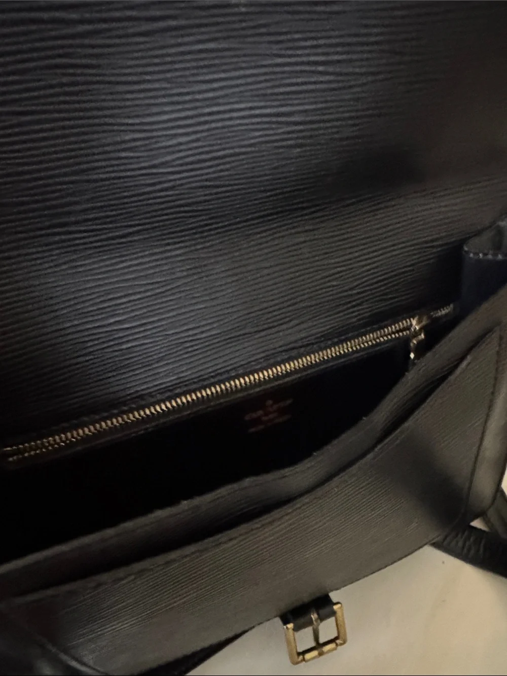 Louis Vuitton Black Epi Leather Satchel with Gold Hardware